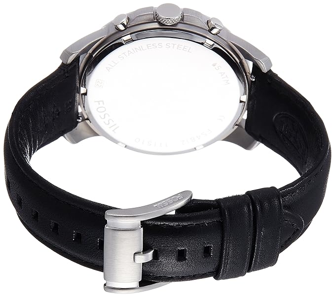 FOSSIL CUERO NEGRO GRONOGRAFOS GRANT CUARZO HOMBRE REF- FS4812