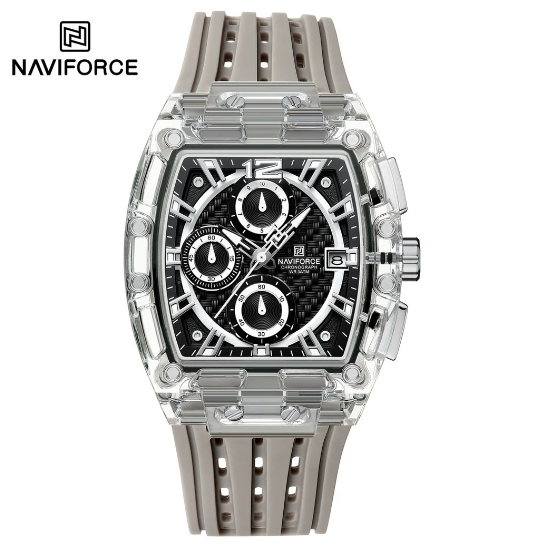 Naviforce Goma cronógrafo transparente NF7105