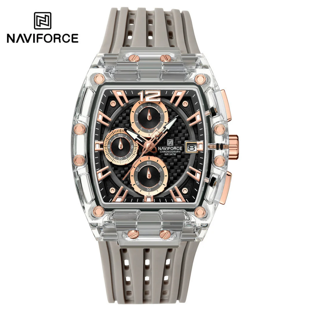Naviforce Goma cronógrafo transparente NF7105