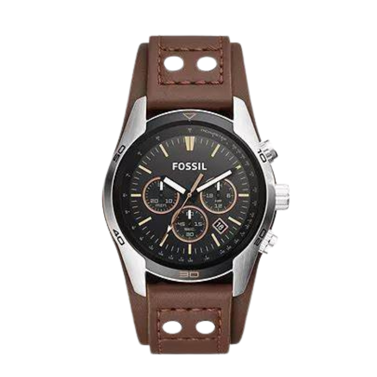 FOSSIL CUERO NEGRO HOMBRE CRONOGRAFO  REF CH2891