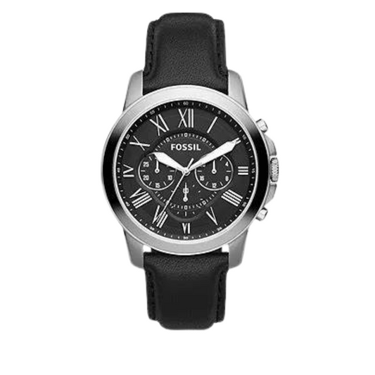 FOSSIL CUERO NEGRO GRONOGRAFOS GRANT CUARZO HOMBRE REF- FS4812