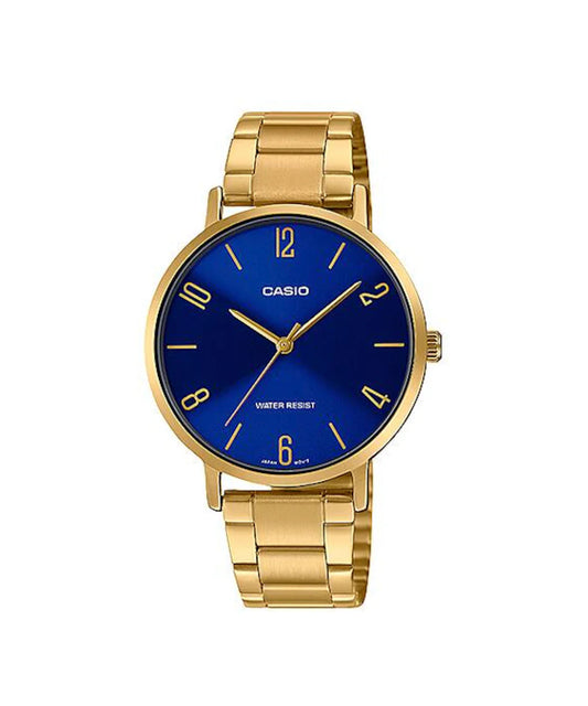 CASIO ACERO DORADO  TABLERO AZUL DAMA REF: LTP-VT01G-2BUDF