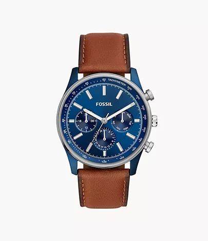 FOSSIL CUERO NEGRO GRONOGRAFOS GRANT CUARZO HOMBRE REF- BQ2512