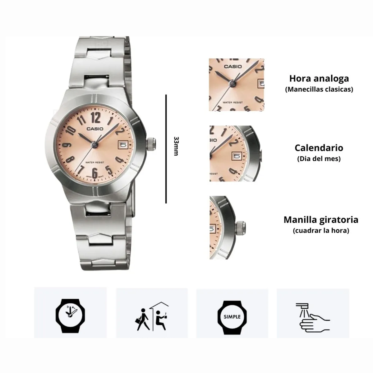 CASIO ACERO  DAMA REF: LTP-1241D-4A3